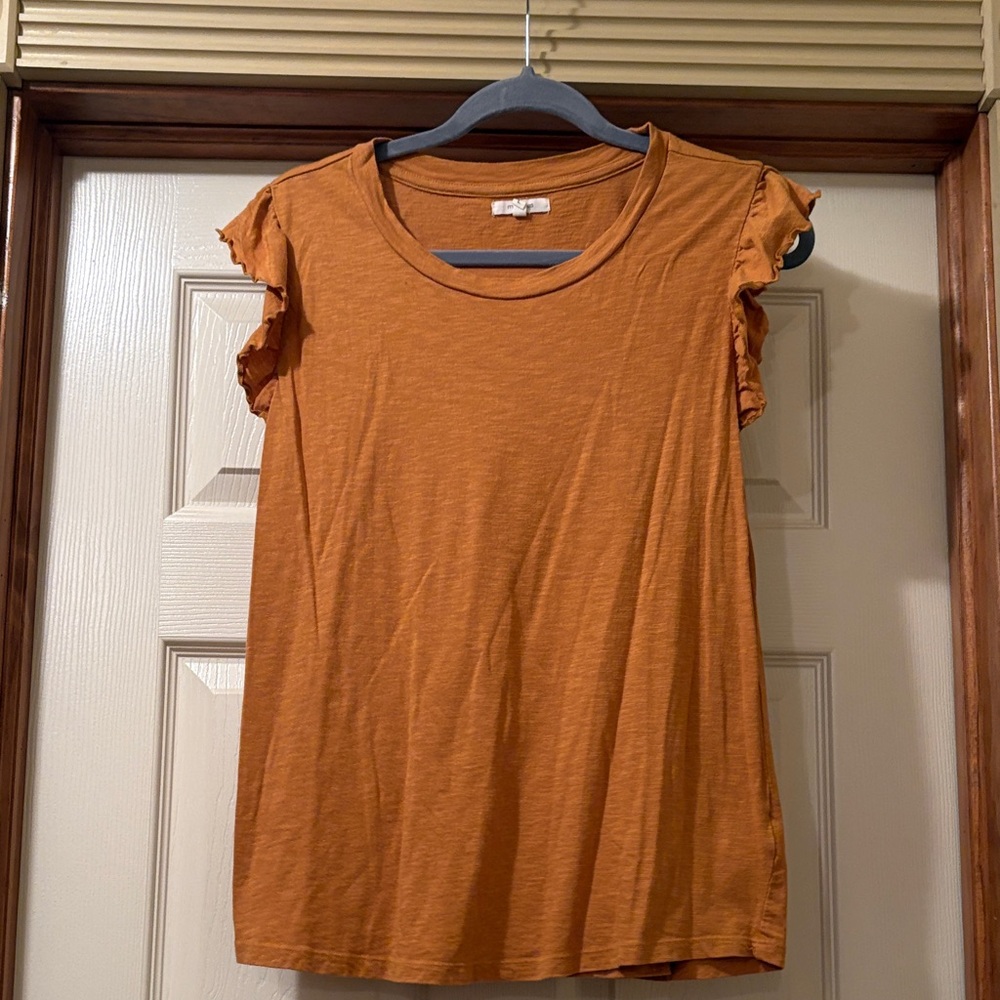 Women's Ruffled Sleeve Top - Gold